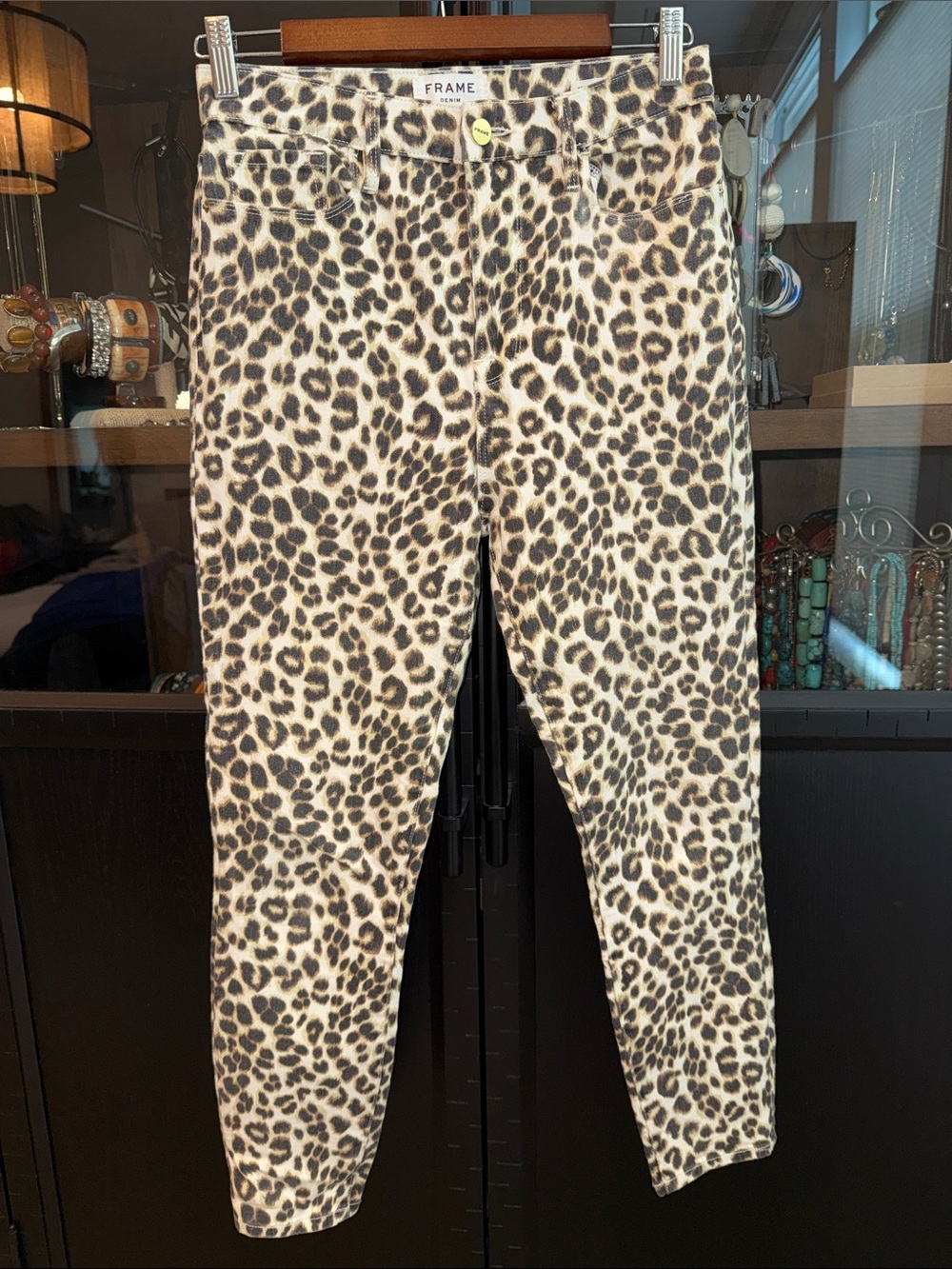 Frame denim Ali High Rise Cigarette jeans, leopard print, 28